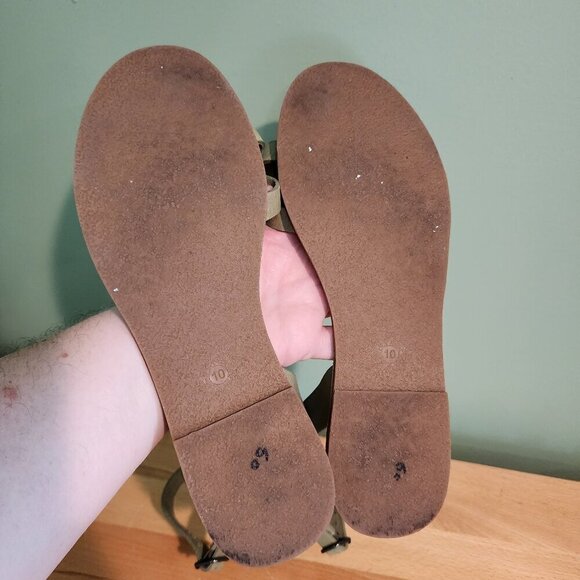 Madewell Boardwalk Ankle Wrap Strappy Sandals Sage Green Criss Cross Beachy 10 - Picture 7 of 11